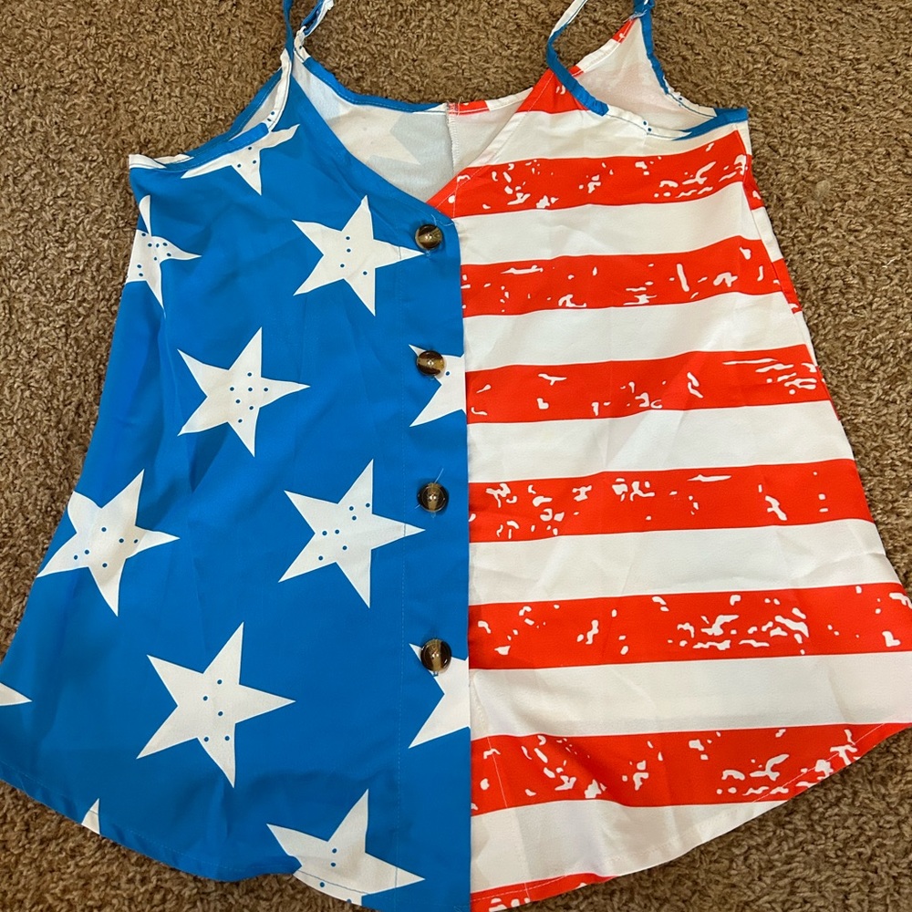Stars and Stripes button up tank top